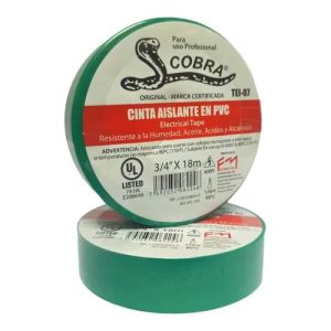 Teipe eléctrico 3/4" x 18 m verde Cobra