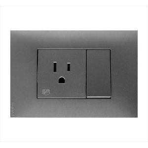 TOMACORRIENTE 2P+T + INTERRUPTOR SENCILLO LINEA CLICKME OLIVO. BTICINO