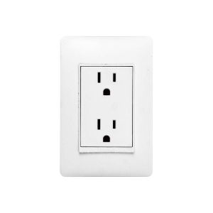 Toma doble americana 2 polos + tierra blanco línea luzica Bticino