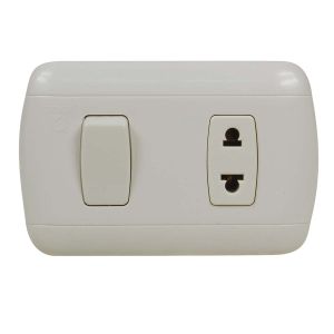 Interruptor y toma corriente sin tierra para empotrar Semilic