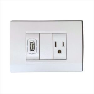TOMA 2P + T 1M + USB BLANCO LINEA LIVING LIGHT. BTICINO