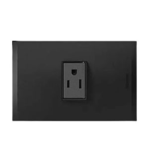 Toma sencilla americana 2 polos + tierra negro línea luzica Bticino