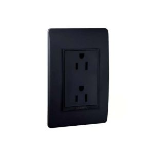 Toma doble americana 2 polos + tierra negro línea luzica Bticino