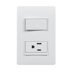 Interruptor Sencillo + Toma Americana 2Polos Blanco Línea Luzica  Bticino