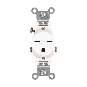 Tomacorriente sencillo de empotrar 15a 250 v grado comercial 2p 3w blanco Eagle