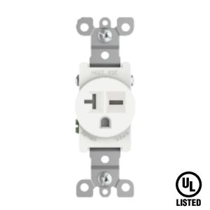 Tomacorriente sencillo con tierra 20 A 250 V blanco Tania Wiring