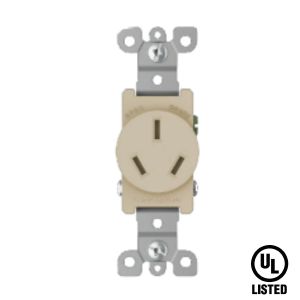 Tomacorriente sencillo con tierra 20 A 125/250 V blanco Tania Wiring