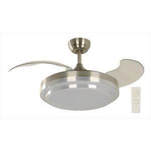 LAMPARA LED DE TECHO CON VENTILADOR 42" NIQUELADO 32W 24064-4. DESIGNER