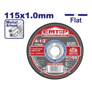 Disco de corte metal ultrafino 4 1/2" Emtop