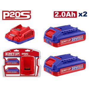 Set de 2 baterías 2 ah y cargador Emtop