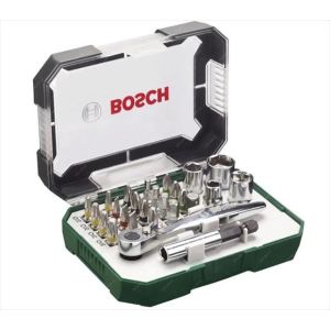 JUEGO SDB DE 26 PIEZAS CON DESTORNILLADOR ANGULAR DE DOBLE EXTREMO + RATCHET. BOSCH