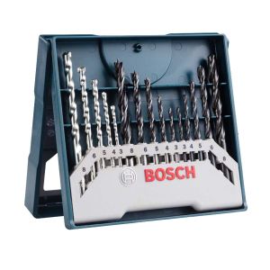 Juego de mechas para concreto, metal y madera helicoidales 15 piezas Bosch
