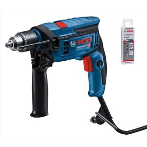 TALADRO PERCUTOR 1/2" GSB 13 RE-750W + JGO DE MECHA HSS-PointTeQ  9/64" 10 UND. BOSCH