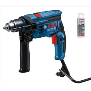 TALADRO PERCUTOR 1/2" GSB 13 RE-750W + JGO DE MECHA HSS-PointTeQ  7/64" 10 UND. BOSCH
