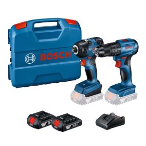 Juego taladro percutor 1/2" GSB 185-li + llave de impacto GDR 18 V-200 + 2 baterías 18 V 2 Ah Bosch