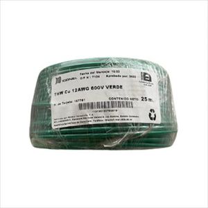 CABLE THW 12 AWG VERDE 25M. ICONEL