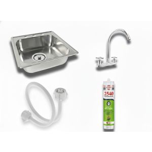 KIT Fregadero sobretope 43 x 53, Canilla, grifería y silicón