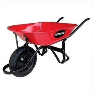 CARRETILLA 90 LITROS RUEDA ANTIPINCHAZOS ROJA. HERRAGRO