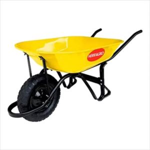 Carretilla 75 litros rueda antipinchazos amarilla Herragro