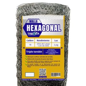 Malla hexagonal tipo gallinero c18 - 1,65 m x 25 m Trexa