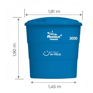 Tanque cónico una capa euro 3000 litros azul con conexión para tanque Resinca