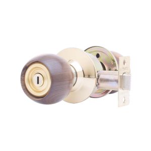 Cerradura de pomo baño madera y dorado en blister Gato