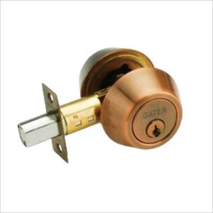 CERROJO DOBLE CILINDRO COBRE ANTIGUO EN BLISTER. GATER