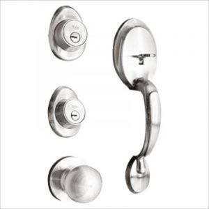 SET CERRADURA DECORATIVA CILINDRO SATINADO PLATEADO. TEZZA