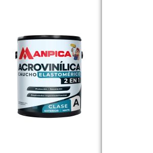 Pintura caucho elastomérico acrovinílica 2 en 1 1 galón blanco Manpica