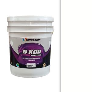 Pintura caucho satinado d-kor clase B cuñete (4 galones) blanco Quimicolor