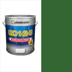 Pintura esmalte sintético brillante QC 1-2-3 clase A 1 galón verde hoja Quimicolor