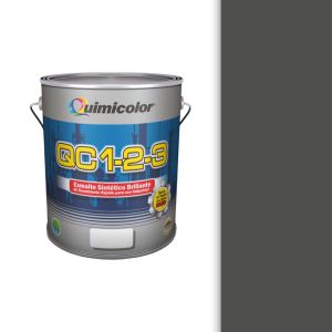 Pintura esmalte sintético brillante QC 1-2-3 clase A 1/4 galón gris fundición Quimicolor