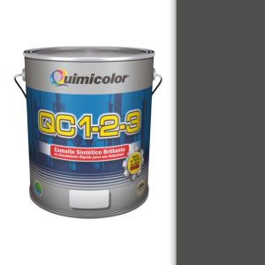Pintura esmalte sintético brillante QC 1-2-3 clase A 1 galón gris fundición Quimicolor