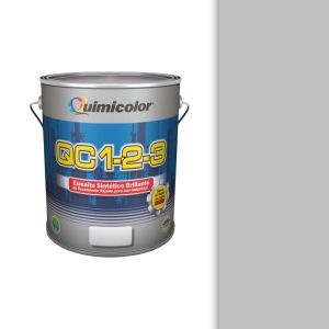 Pintura esmalte sintético brillante QC 1-2-3 clase A 1/4 galón gris señal Quimicolor