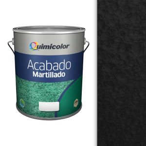 Pintura esmalte brillante acabado martillado 1 galón negro intenso Quimicolor
