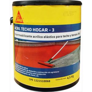 Pintura impermeabilizante acril techo hogar 3 1 galón (4.5 kg) rojo Sika