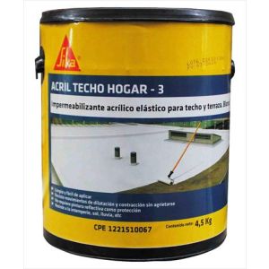 Pintura impermeabilizante acril techo hogar 3 1 galón (4.5 kg) blanco Sika