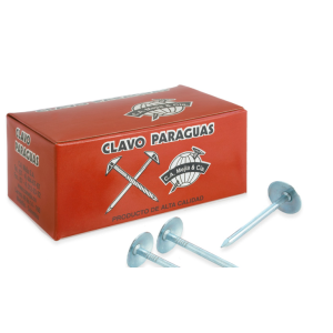 Clavo paragua para zinc empacado caja de 1/2 kg 2-1/2" x 9