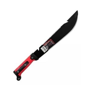 Cuchillo rambo tipo jungla negro con funda de cuero 12" Bellota