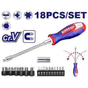 Destornillador flexible con 18 puntas Emtop