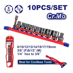 Juego dados de impacto 3/8" 10 piezas Emtop