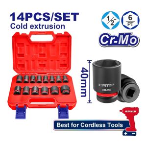 Juego dados de impacto 1/2" 14 piezas Emtop