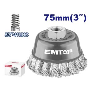 Cepillo de copa alambre trenzado 3" Emtop