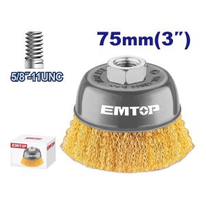 Cepillo de copa alambre ondulado 3" Emtop