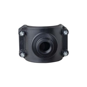 Abrazadera plástica 110 mm con salida 1" Faplast