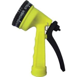 PISTOLA PARA MANGUERA JARDIN 4 POSICIONES AMARILLA. WEQUP