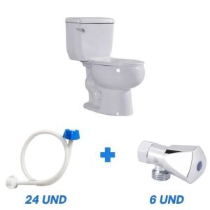 Set inodoro Siena Aqua Nuova, 24 Canillas PCP y 6 Llaves de arresto Belt-G