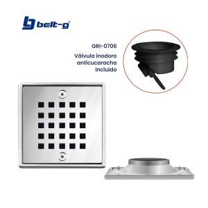 Rejilla cuadrada acero inoxidable anticucaracha 10 cm Belt-g