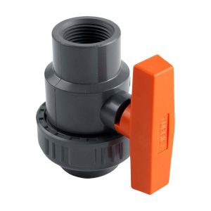 Llave de bola PVC unión universal para roscar 1" gris Tubrica