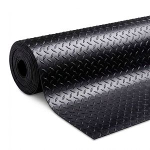 Piso de goma en rollo lagrimado negro 2 mm Tezza